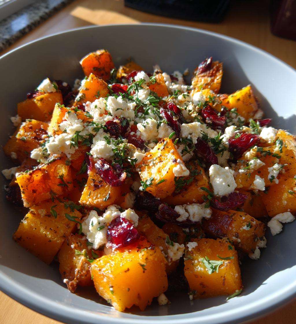 roasted butternut squash with cranberries and feta - detail 1