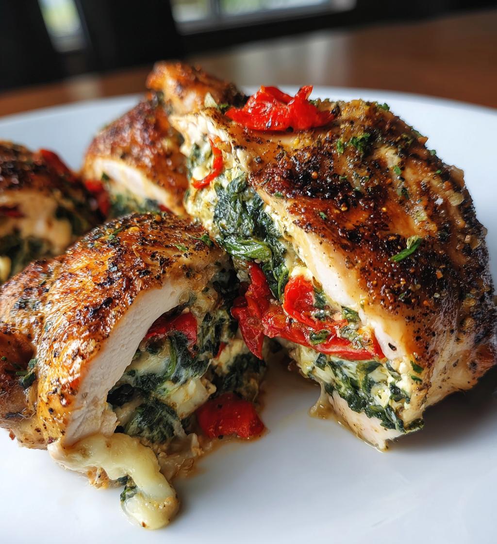 roasted red pepper spinach mozzarella stuffed chicken