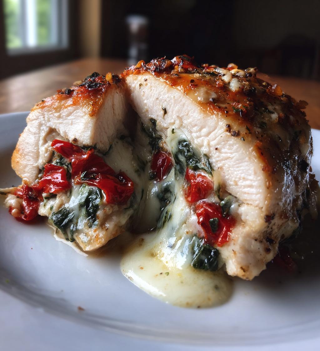 roasted red pepper spinach mozzarella stuffed chicken