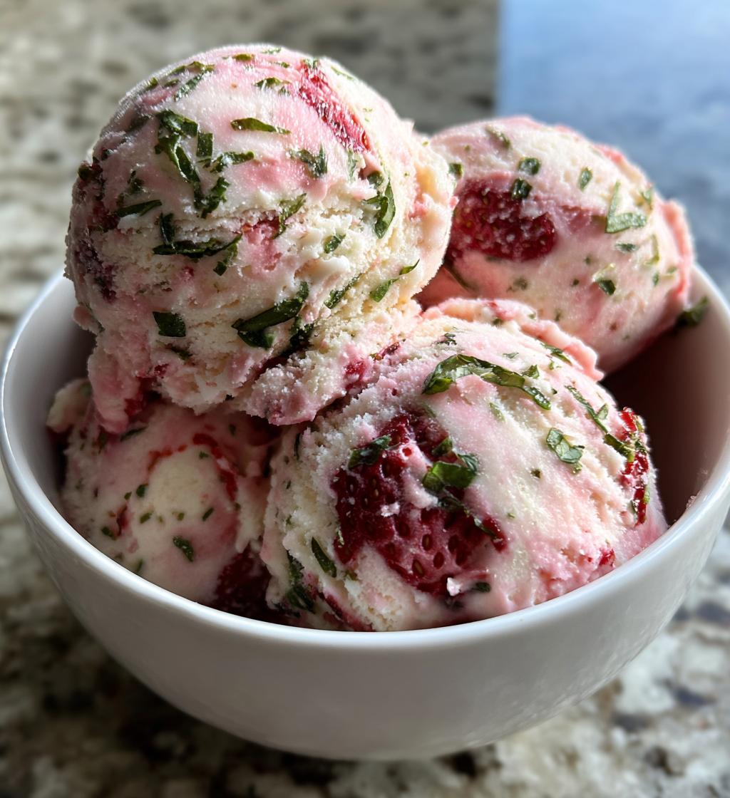 roasted strawberries lime basil ice cream