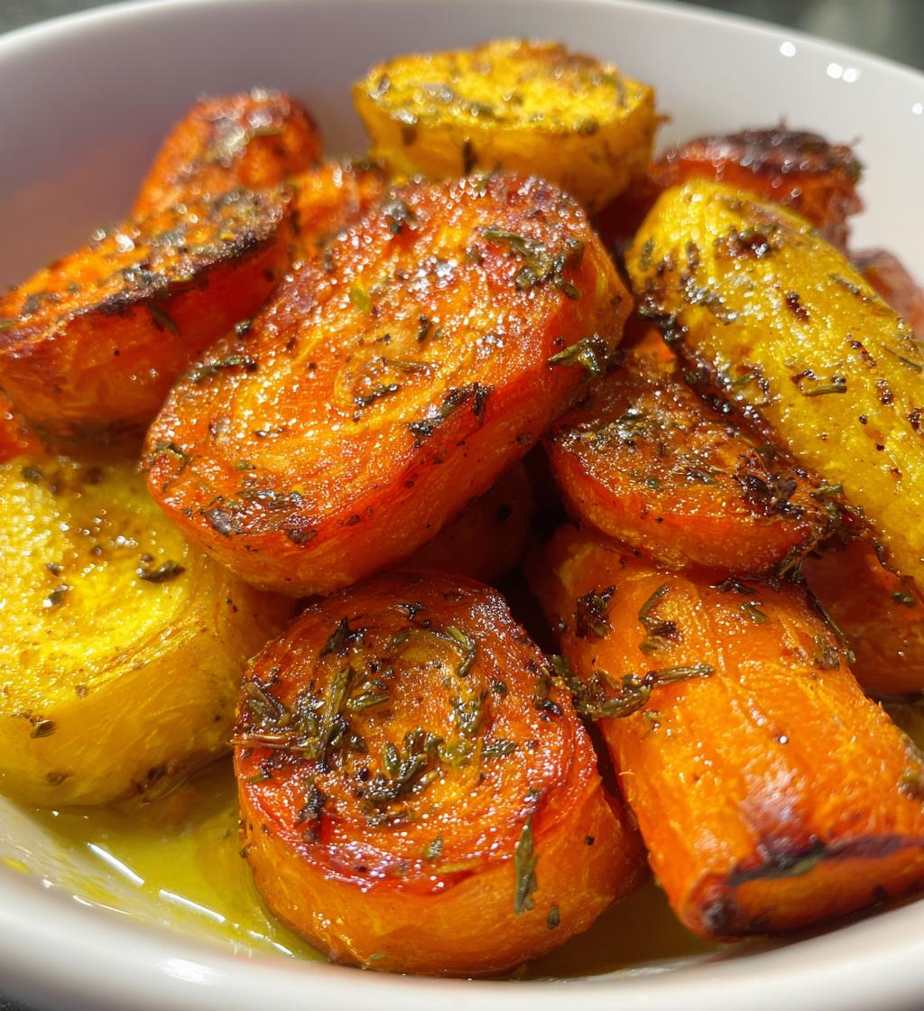 roasted sweet potatoes and carrots - detail 1