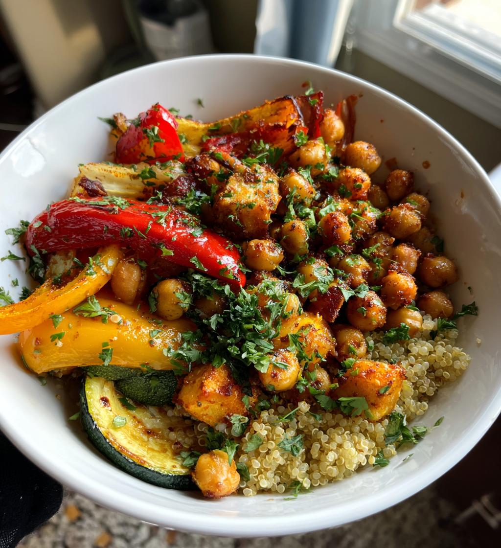 roasted veggie chickpea bowls - detail 1