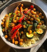 roasted veggie chickpea bowls