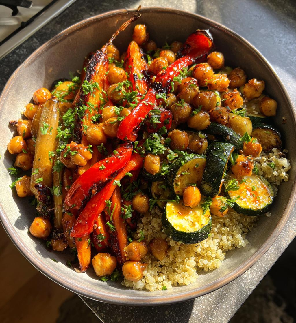 roasted veggie chickpea bowls
