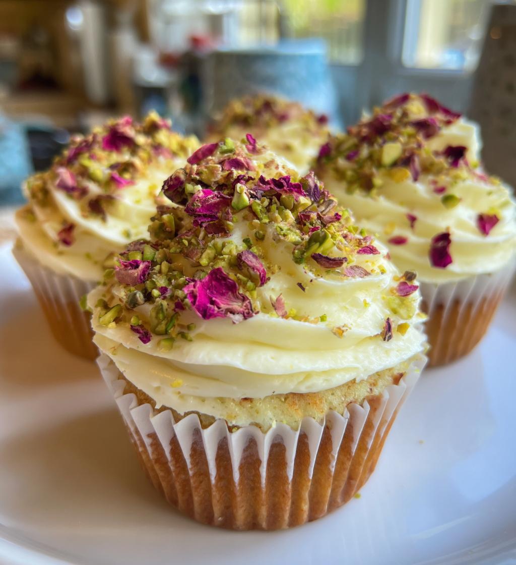 rose and pistachio cupcakes - detail 1