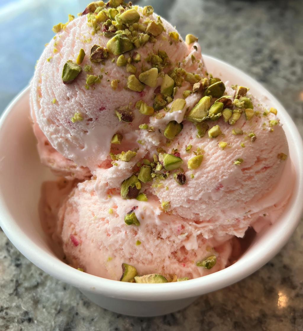 rose pistachio cheesecake ice cream - detail 1