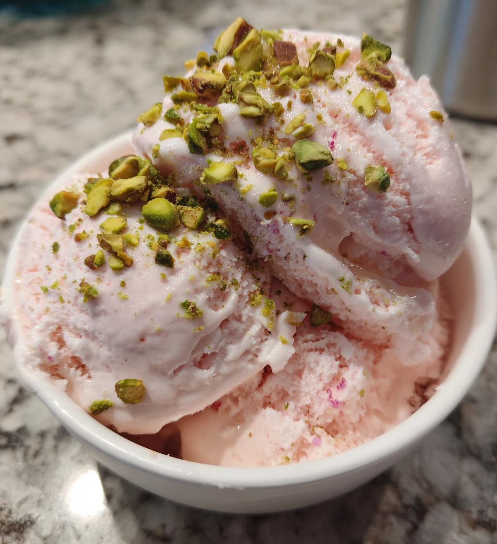 rose pistachio cheesecake ice cream