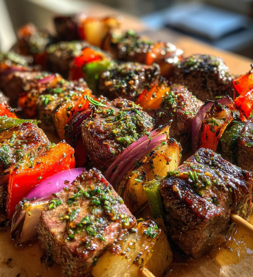 rosemary garlic steak kebabs - detail 1