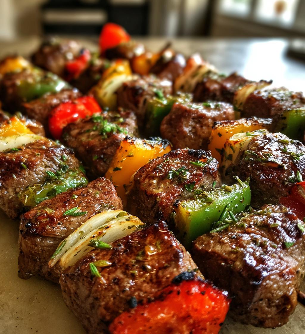 rosemary garlic steak kebabs