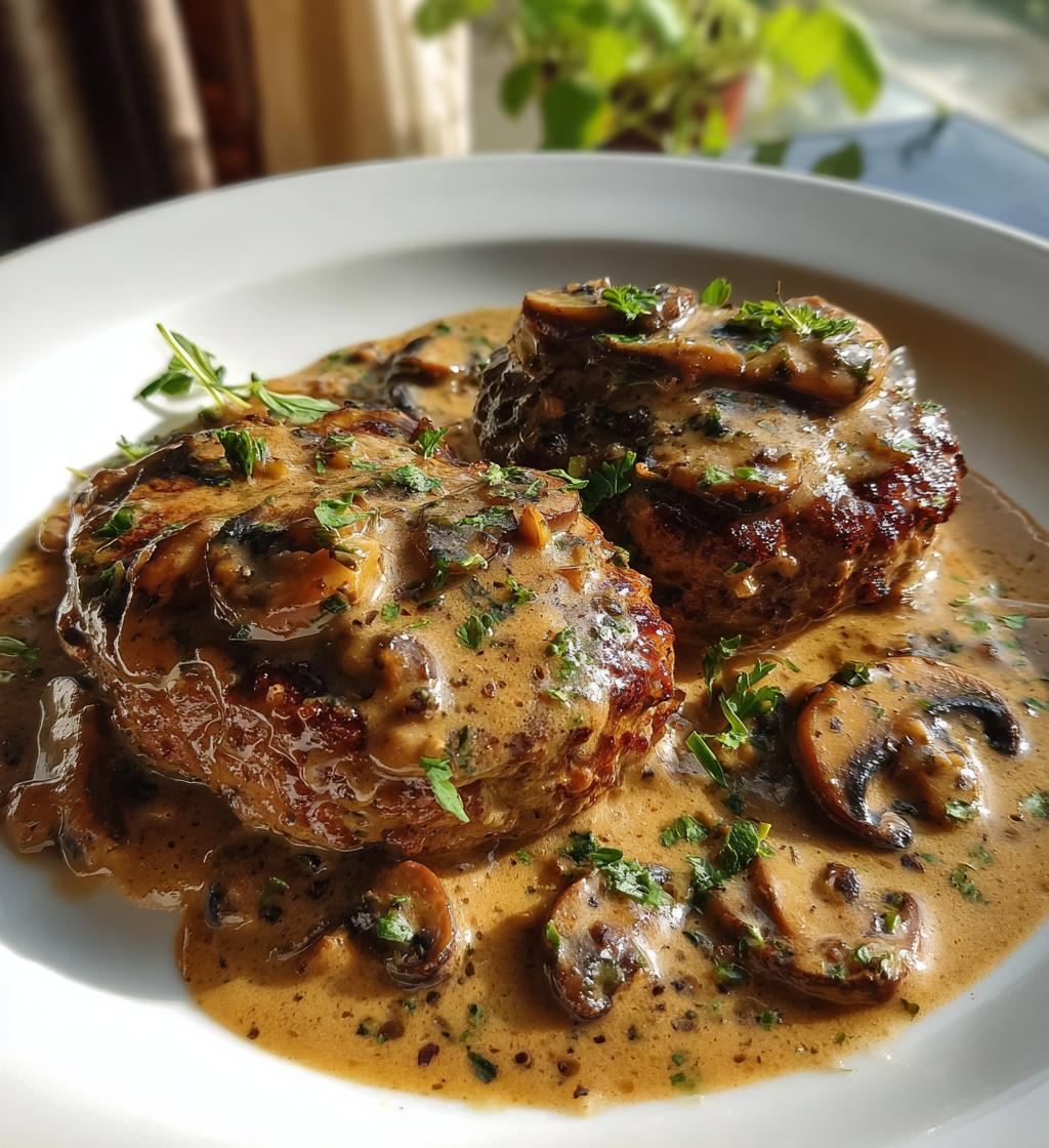 salisbury steak with mushroom gravy - detail 1