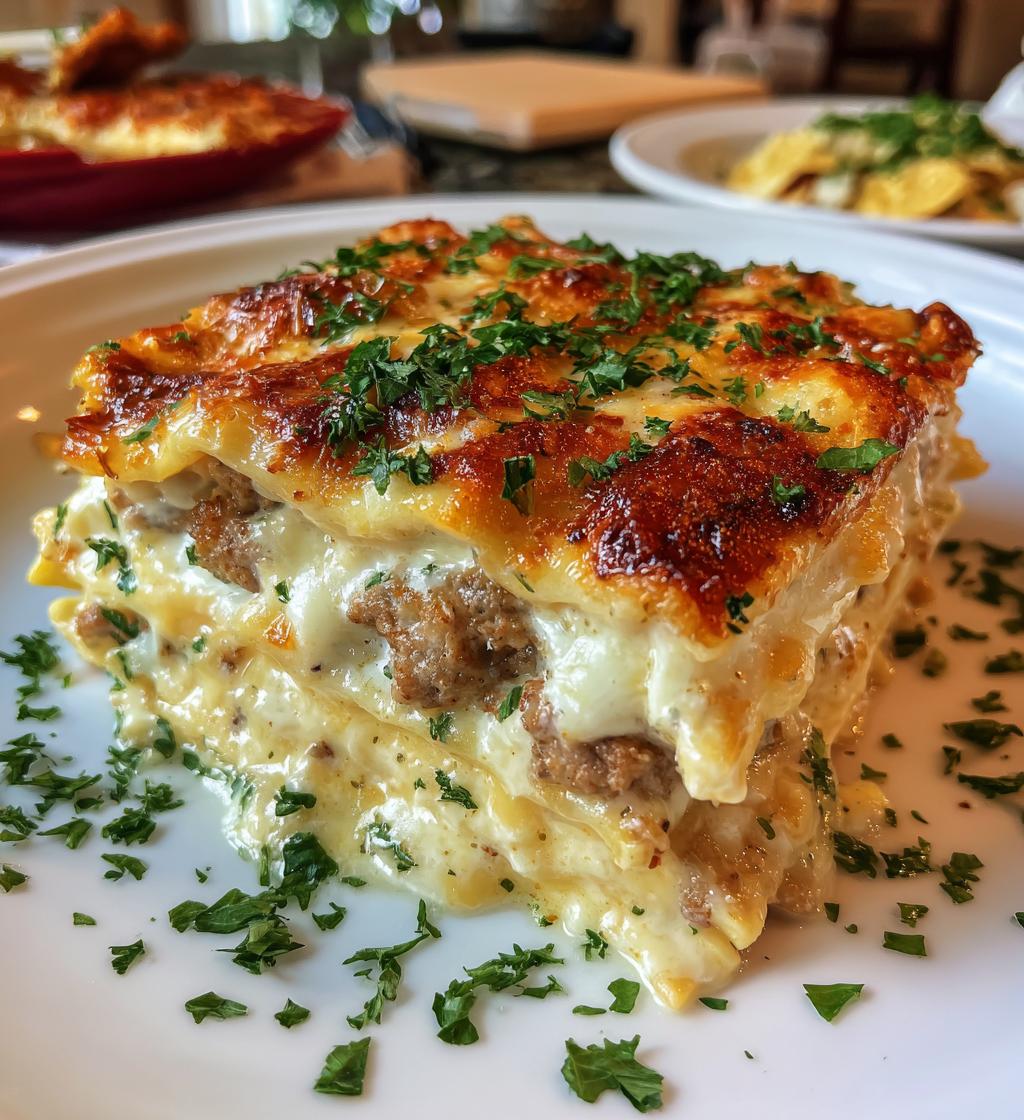 sausage alfredo ravioli lasagna - detail 1