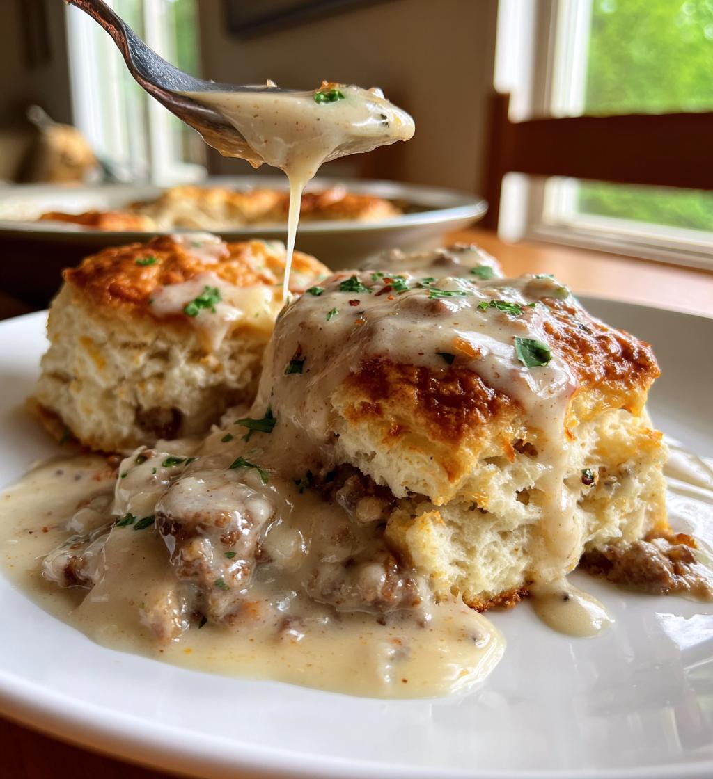 sausage loaded biscuit gravy bake