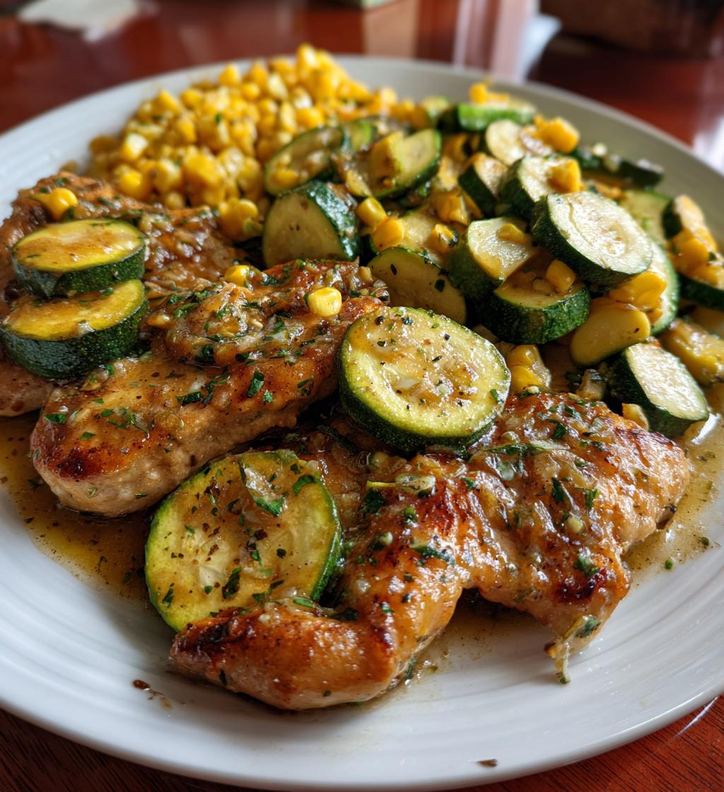 savory garlic butter chicken zucchini corn - detail 1