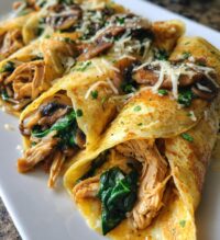 savory spinach mushroom chicken crepes