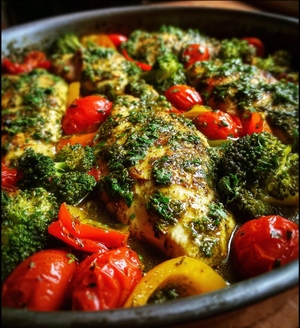 sheet pan pesto chicken and veggies - detail 1