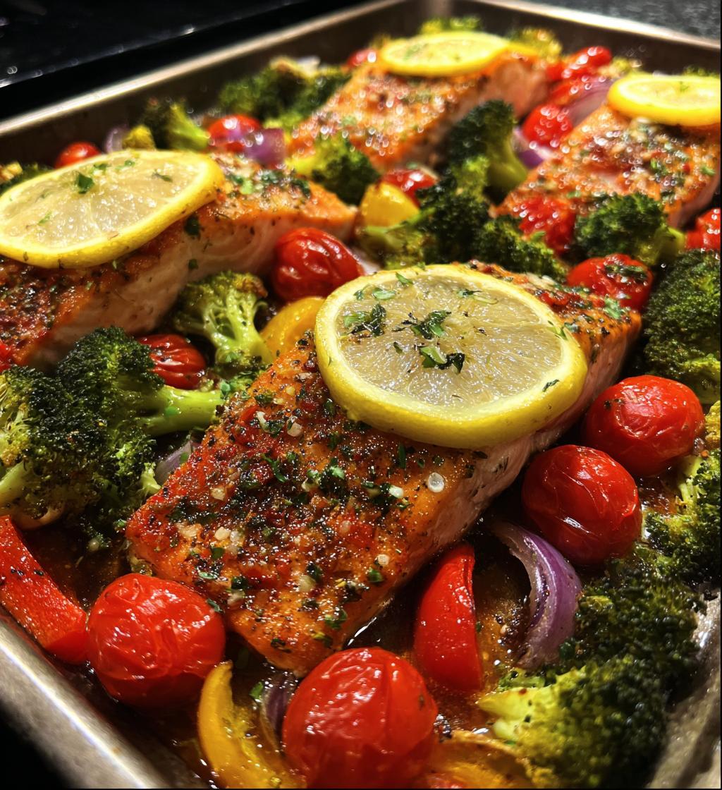 sheet pan salmon and veggies - detail 1