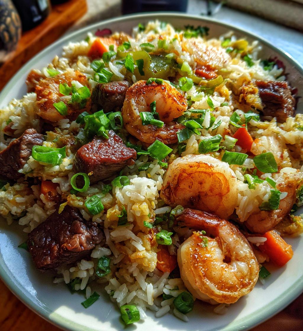 shrimp and steak fried rice - detail 1
