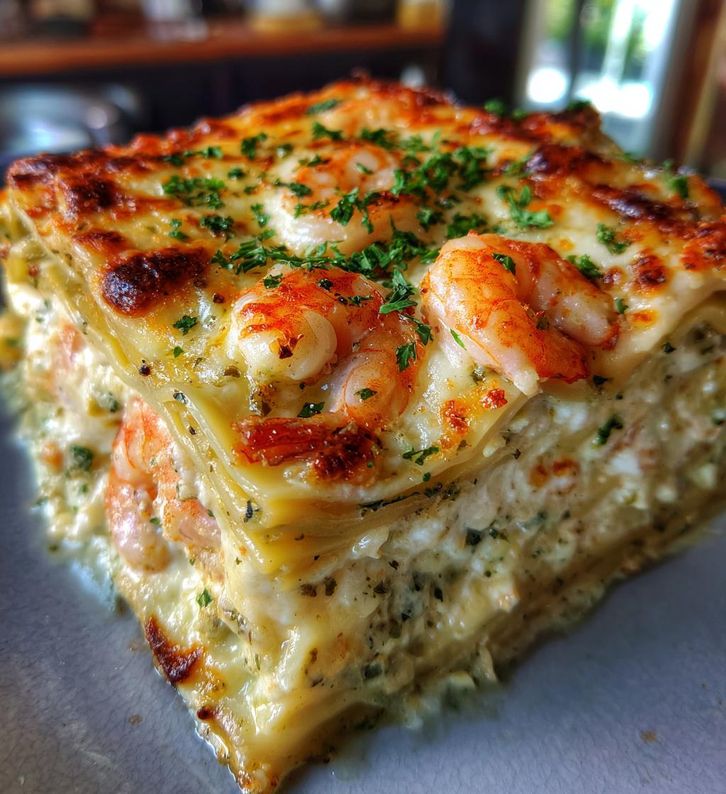 shrimp scampi lasagna - detail 1