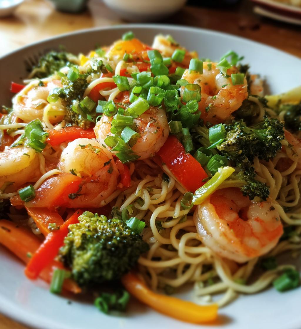 shrimp stir fry with noodles - detail 1