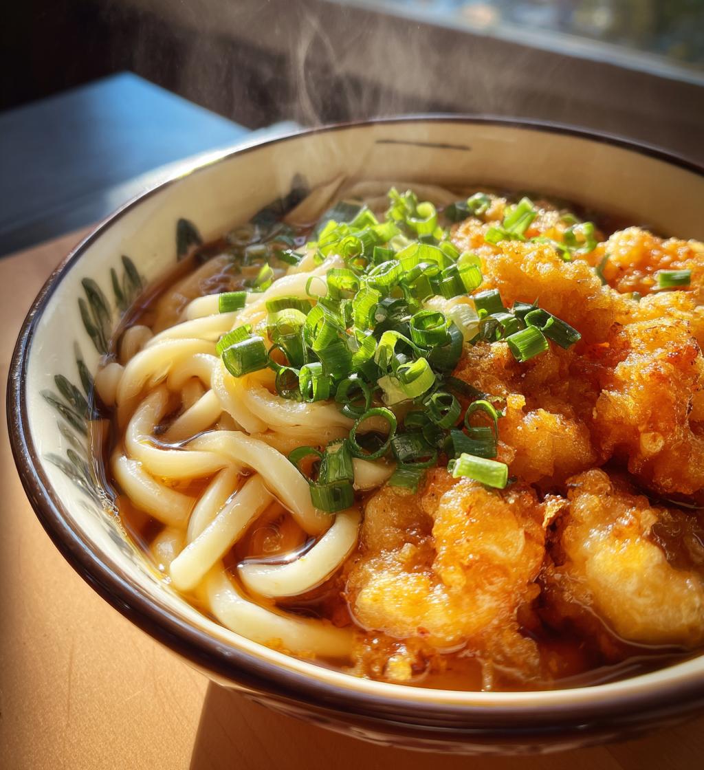 shrimp tempura udon soup - detail 1