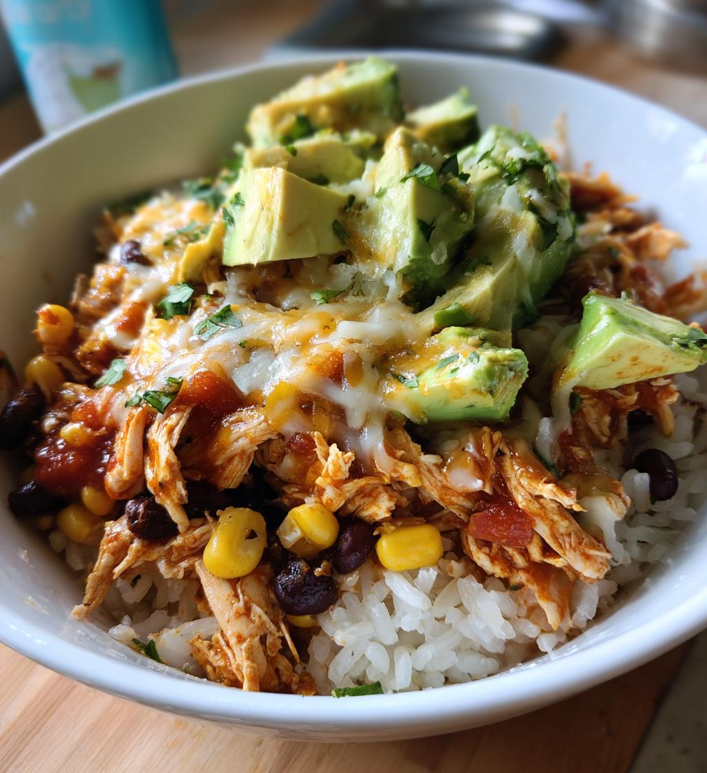 slow cooker chicken burrito bowl - detail 1