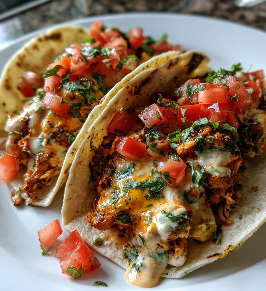 slow cooker queso chicken tacos - detail 1
