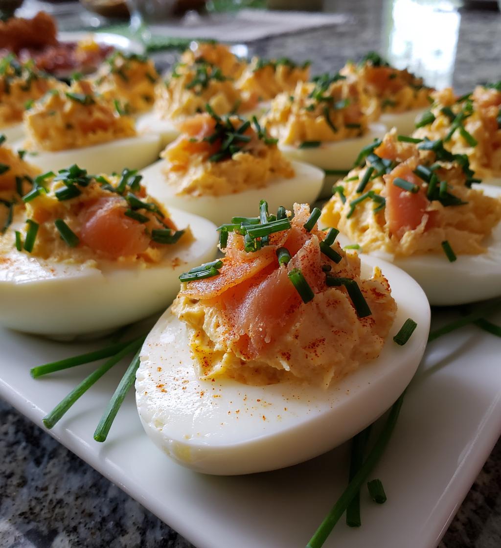 smoked salmon deviled eggs - detail 1