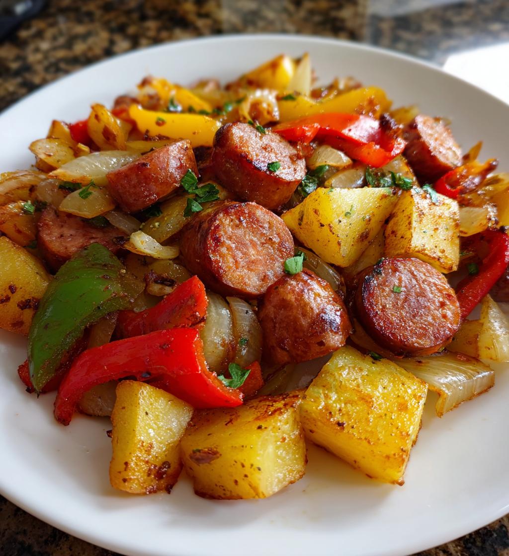 smoked sausage and potatoes skillet - detail 1