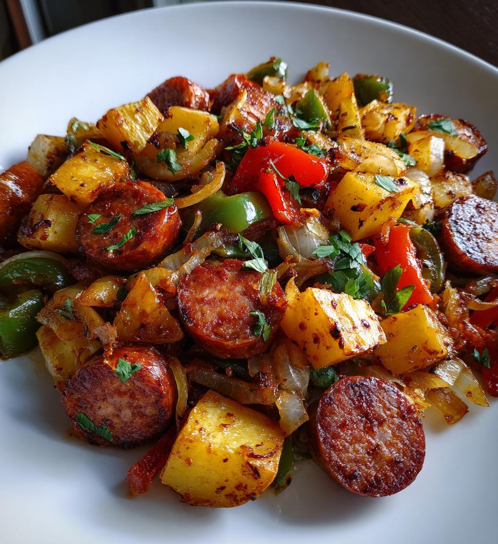 smoked sausage and potatoes skillet