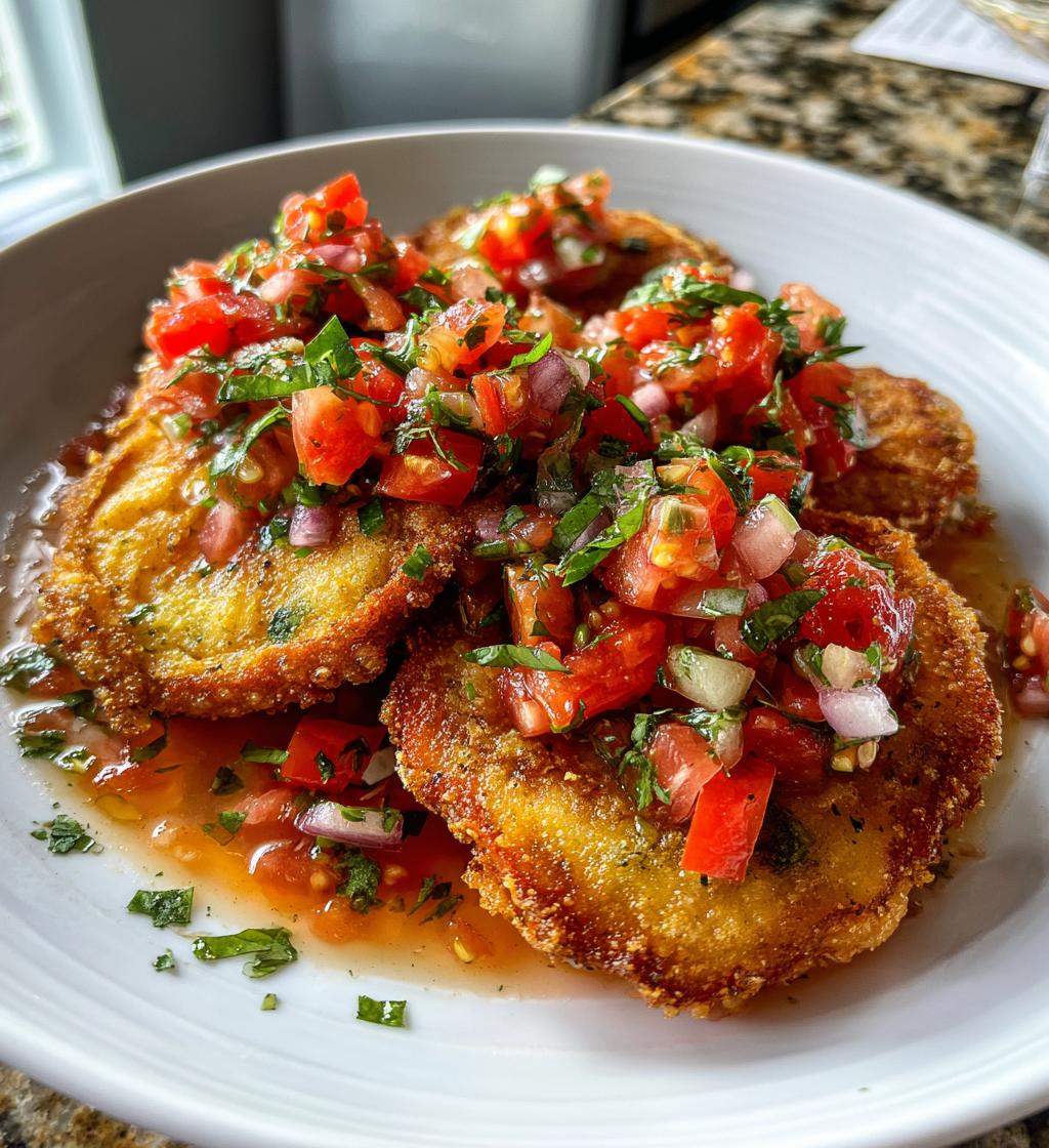 smoky fried green tomatoes with fresh salsa - detail 1