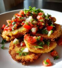 smoky fried green tomatoes with fresh salsa