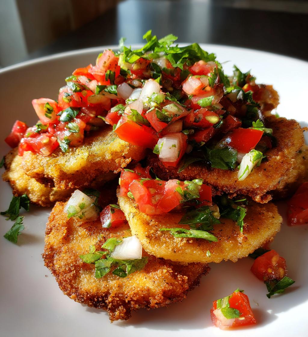 smoky fried green tomatoes with fresh salsa
