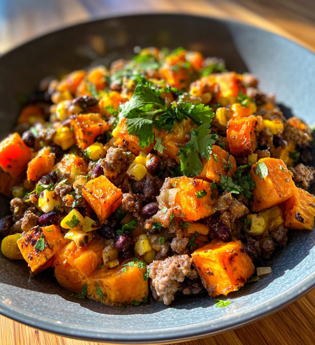 southwestern ground beef sweet potato skillet