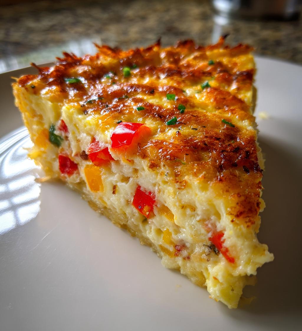 spanish tortilla inspired quiche with hashbrown crust - detail 1