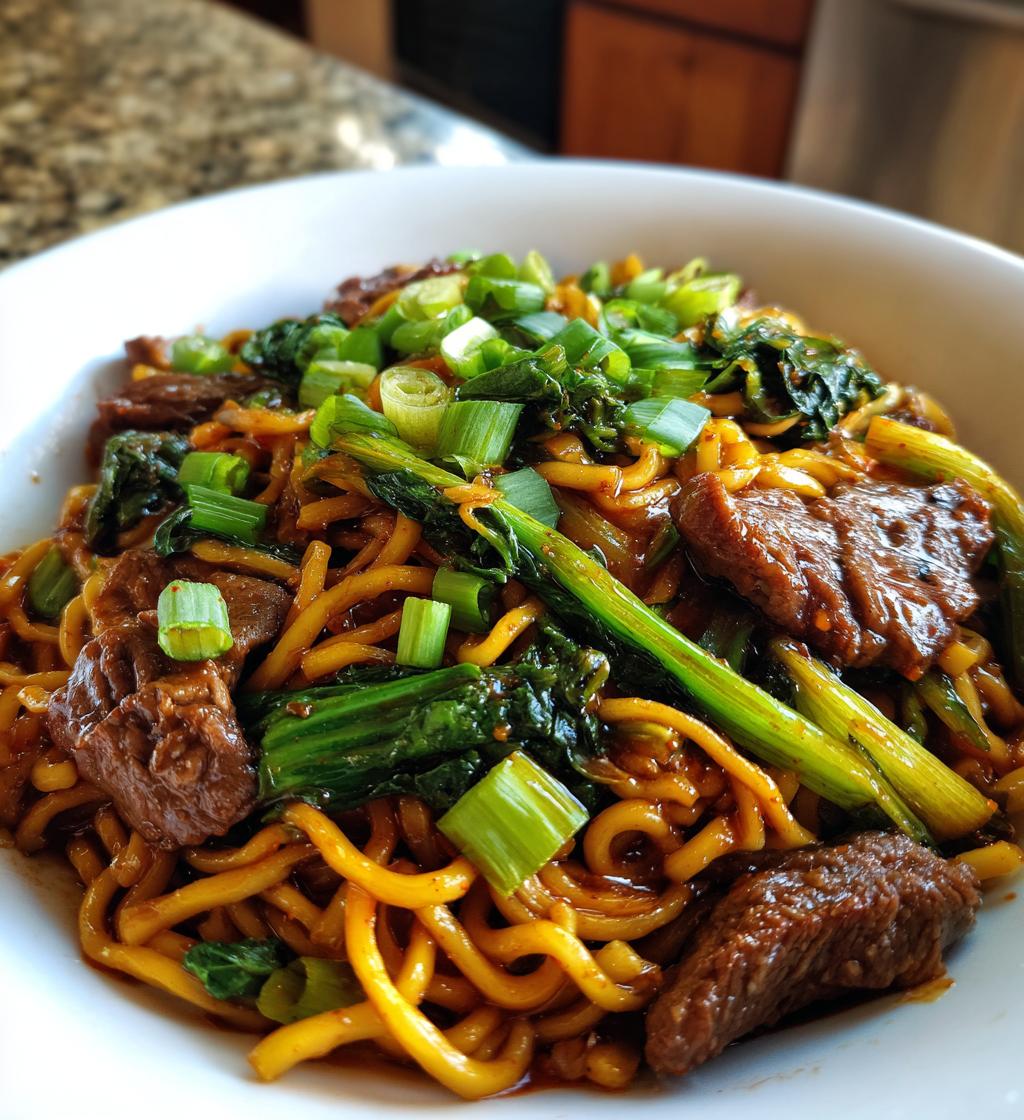 spicy korean gochujang beef noodles