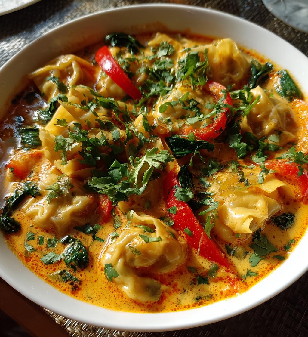 spicy red curry wonton soup