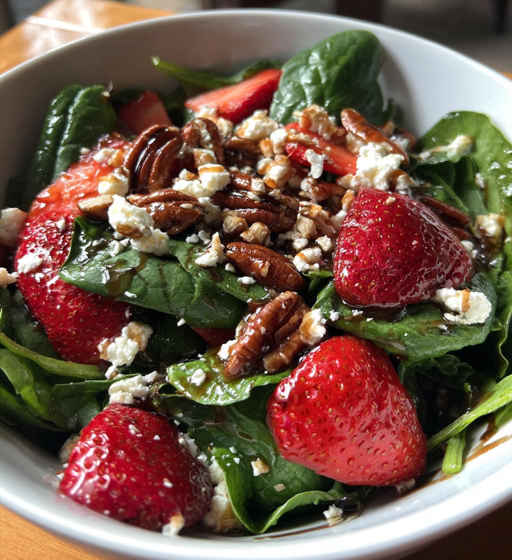 spinach strawberry salad pecans - detail 1