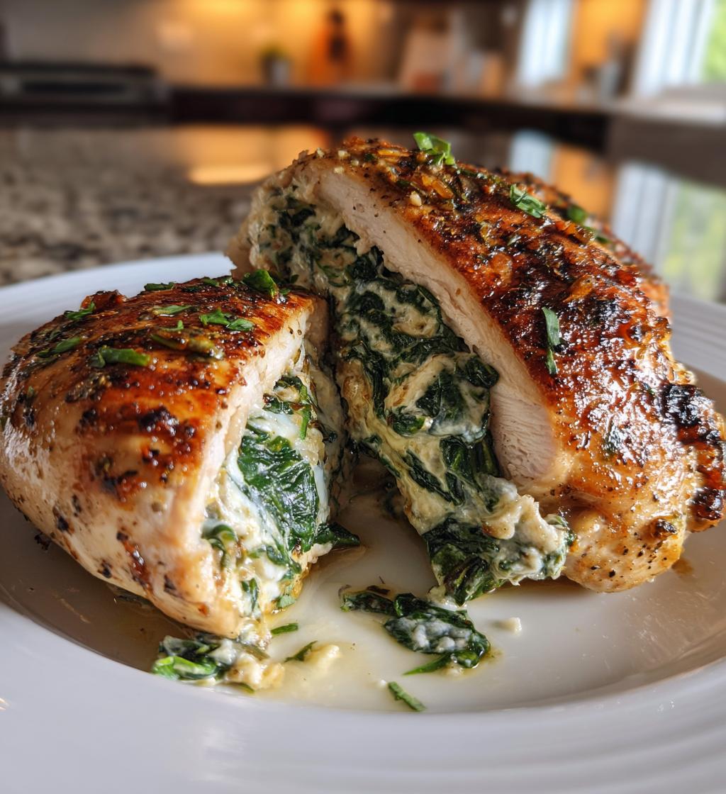 spinach stuffed chicken - detail 1