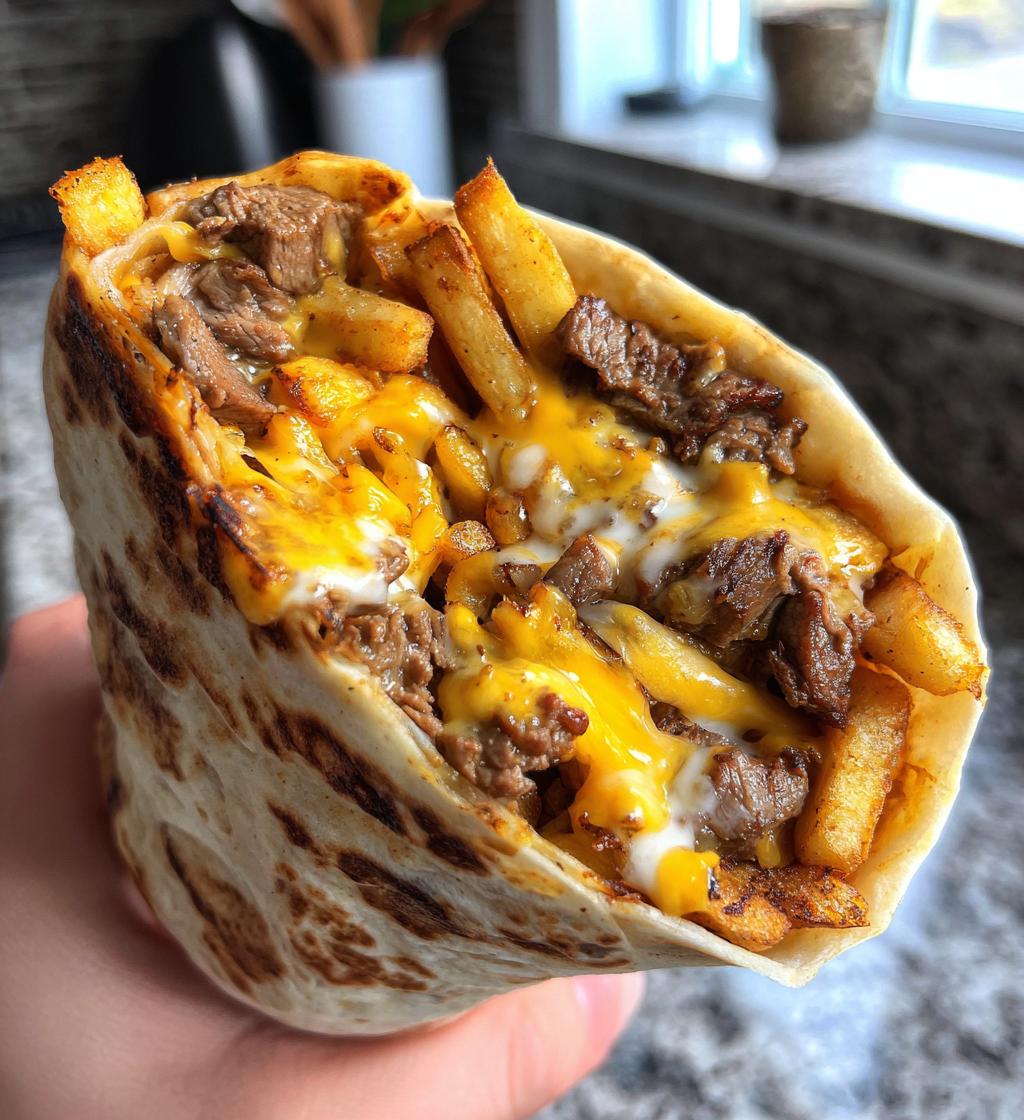 steak cheese dirty fry burrito