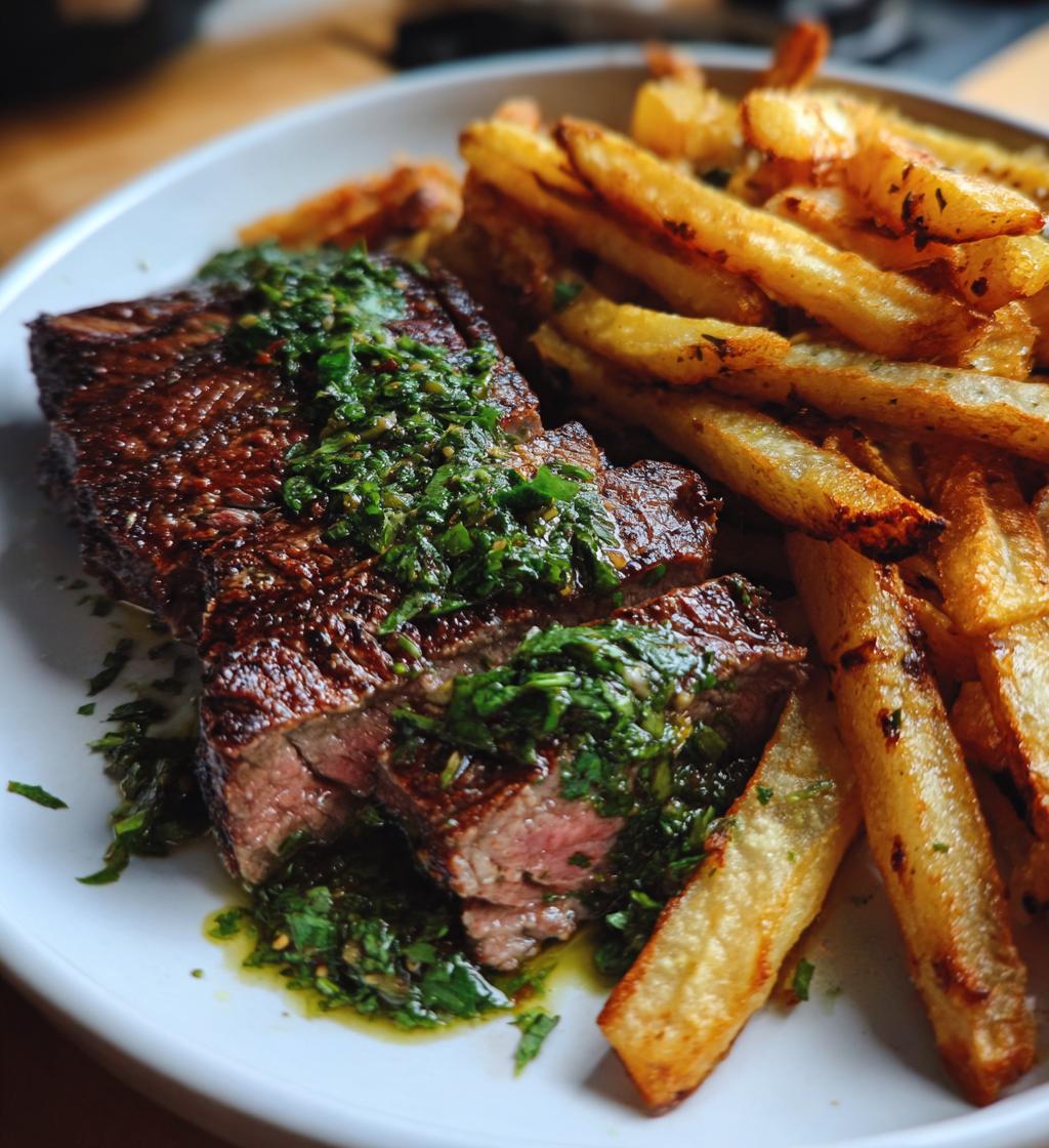 steak frites with chimichurri - detail 1