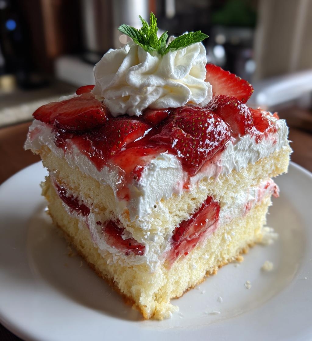 strawberry cheesecake poke cake - detail 1