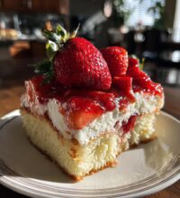strawberry cheesecake poke cake