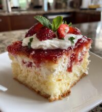 strawberry cheesecake poke cake