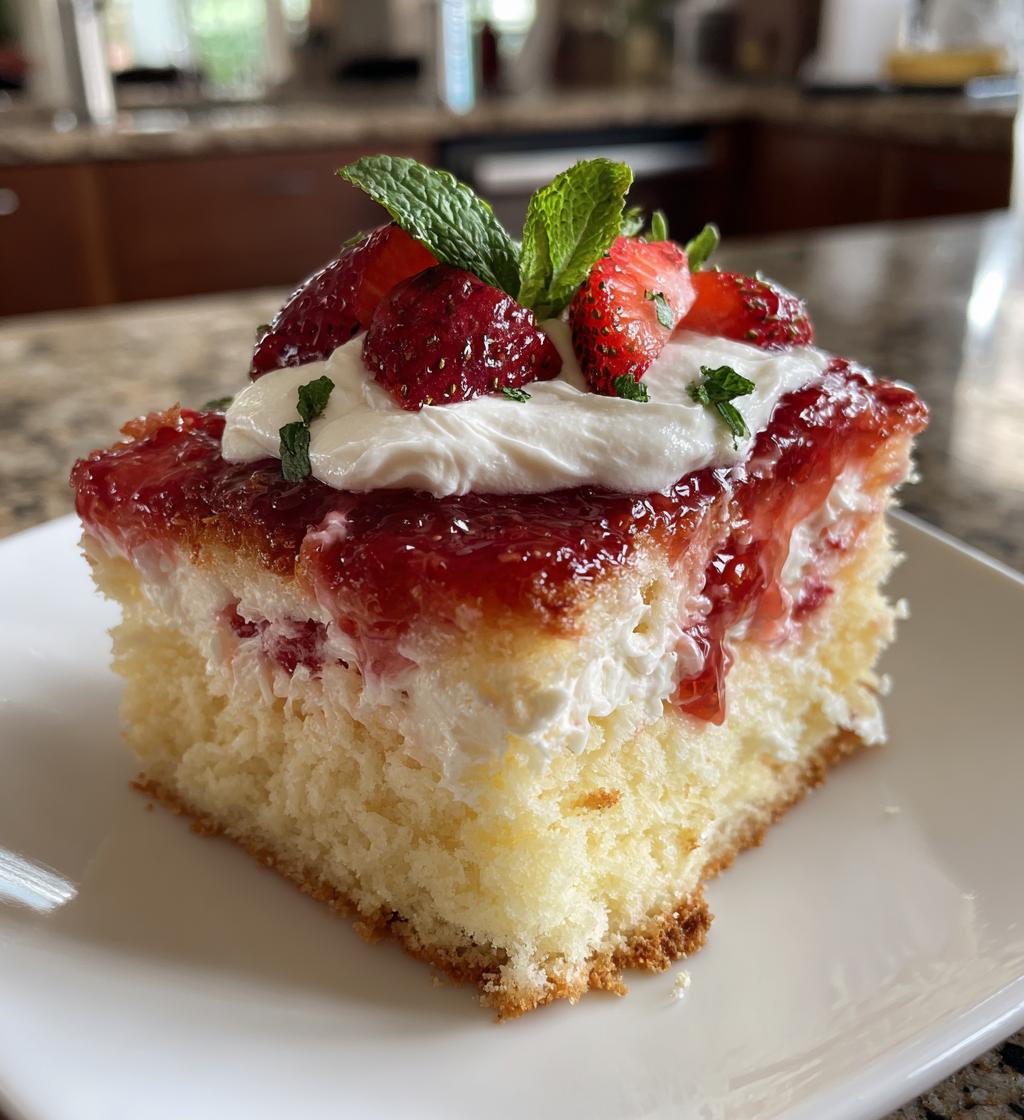 strawberry cheesecake poke cake