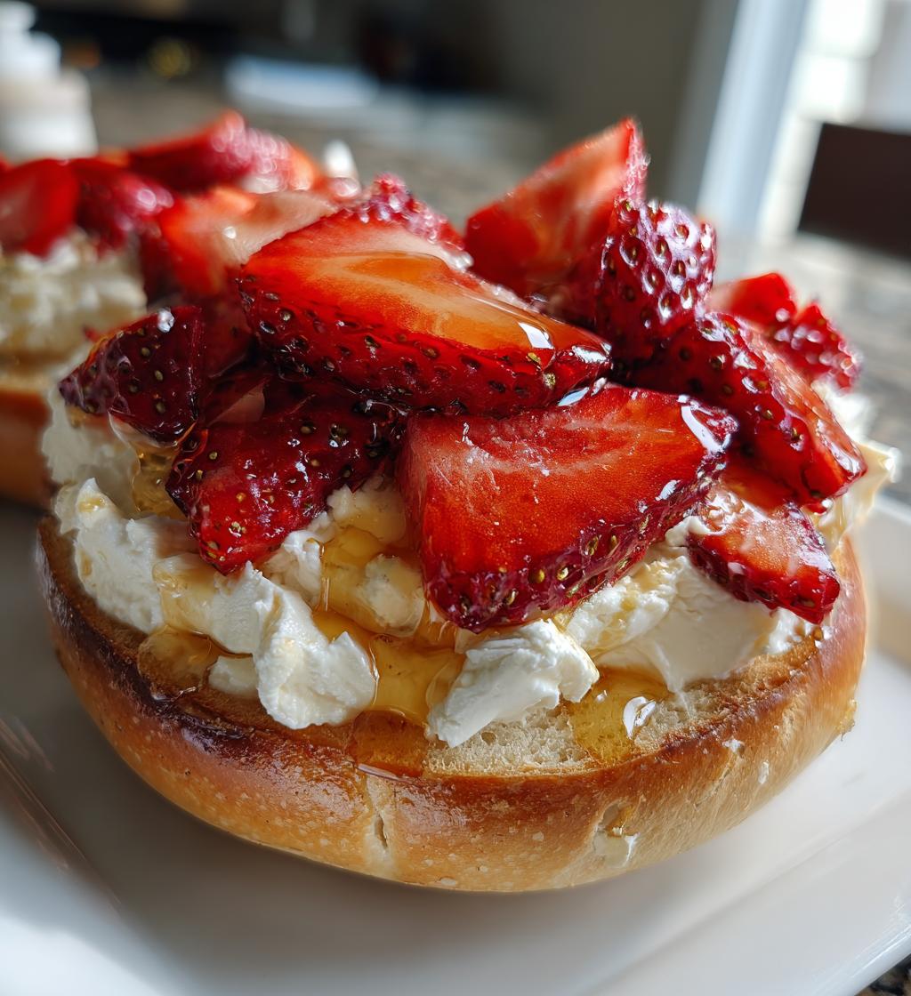strawberry cream cheese bagel - detail 1