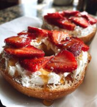 strawberry cream cheese bagel
