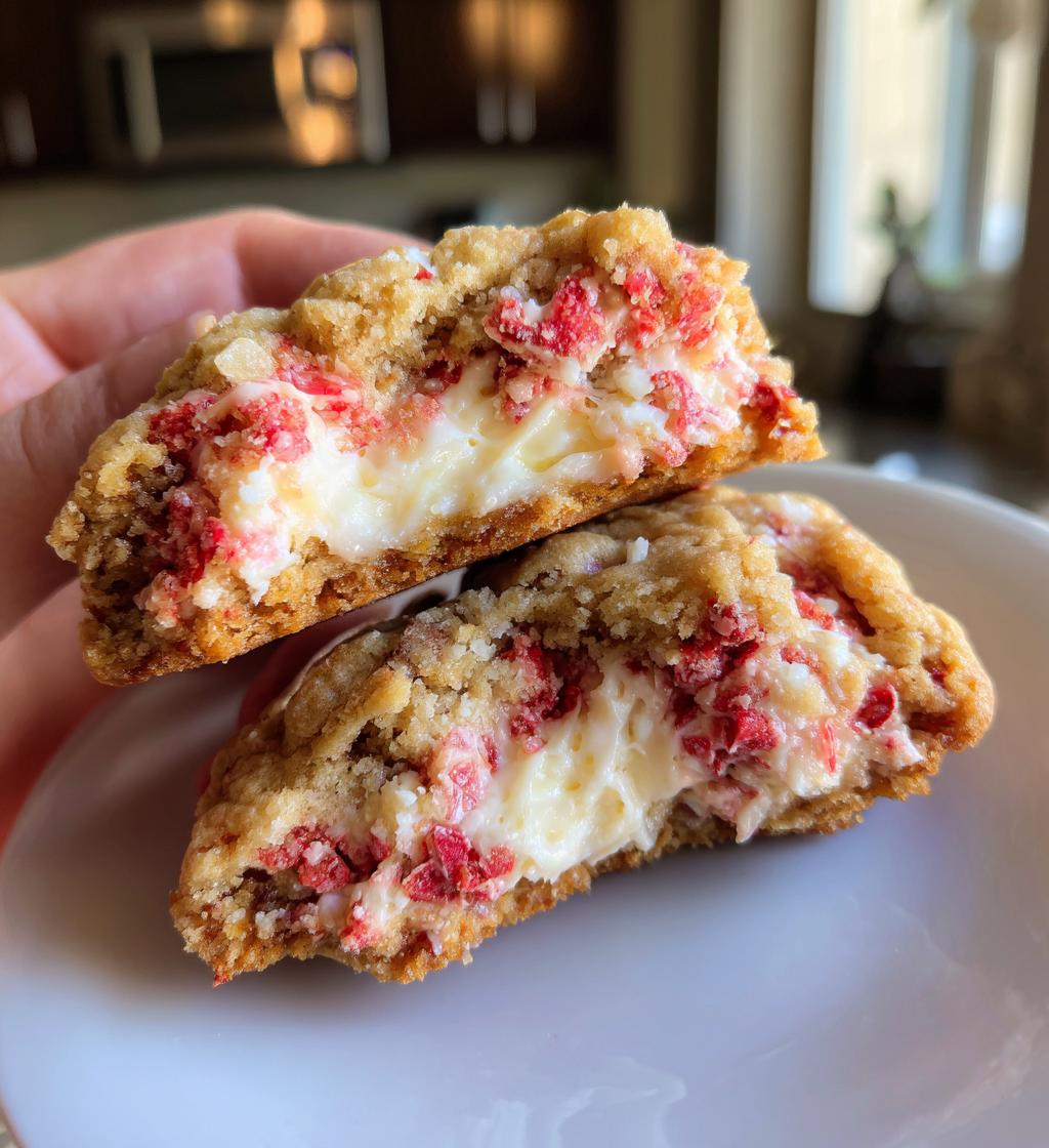 strawberry crunch cheesecake stuffed cookies