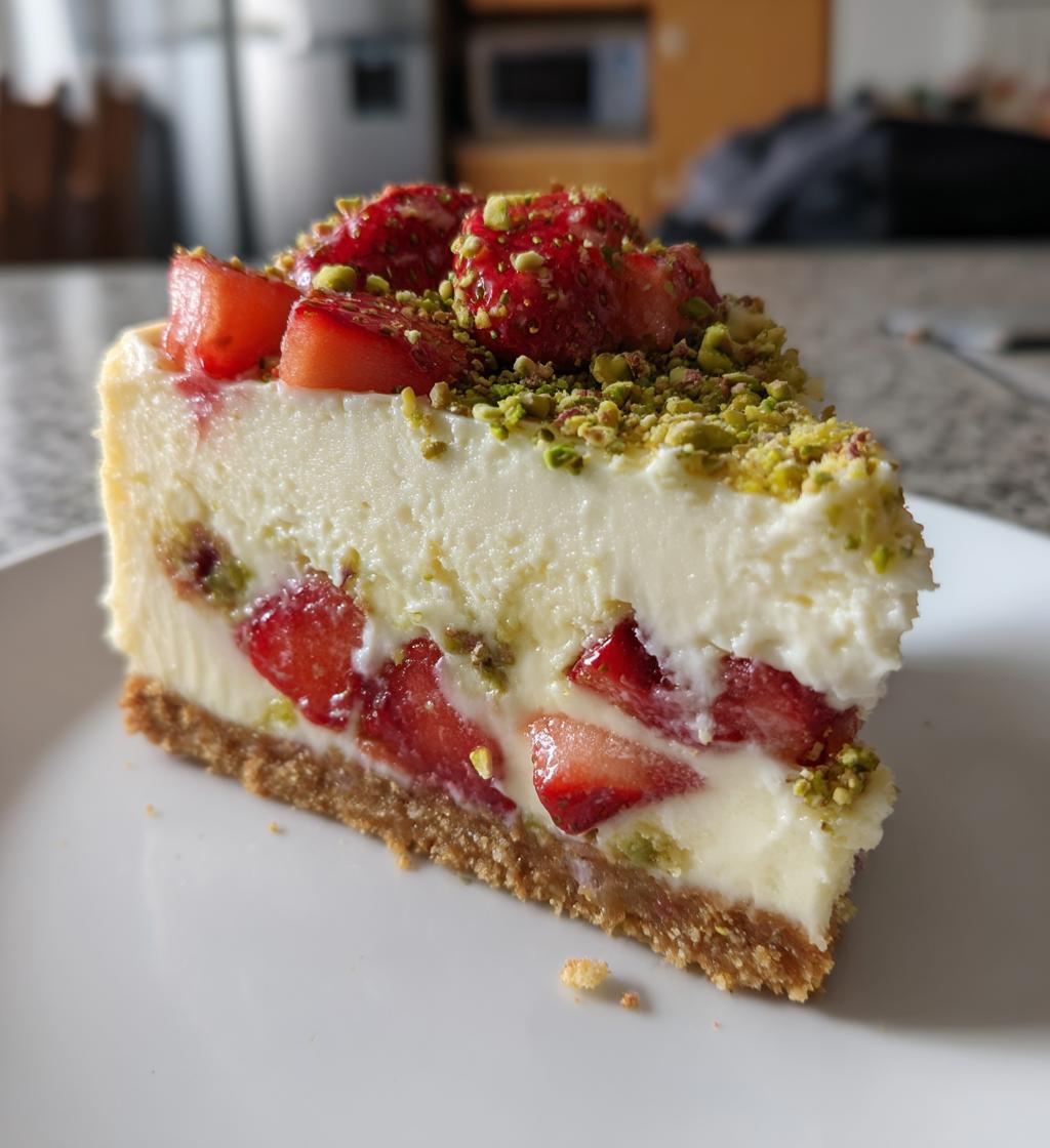 strawberry pistachio cheesecake
