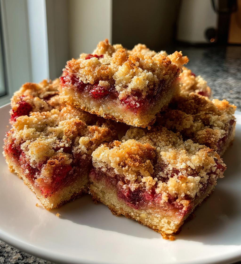 strawberry rhubarb crumb bars