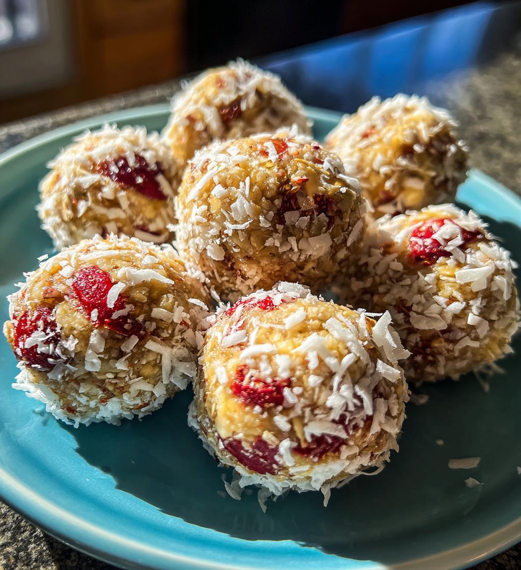 strawberry shortcake energy bites